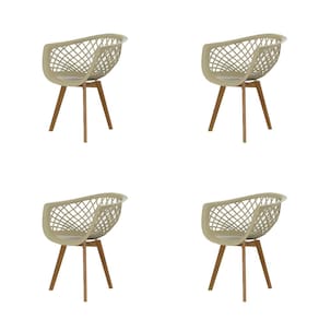 Conjunto com 4 Cadeiras de Jantar SeatCo Web PP Wood com Detalhes Vazados