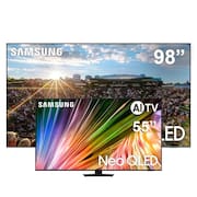 Smart TV QLED 98" 4K Samsung 98Q80C com Processador com IA + Smart TV 55" 4K Samsung Neo QLED 55QN85D com Processador NQ4 AI Gen2 e AI Energy Mode