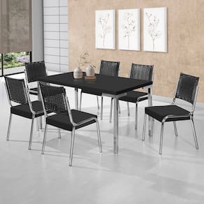 Mesa de Jantar Aço Nobre Kansas com 6 Cadeiras