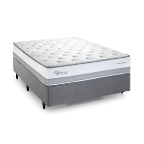 Cama Casal Herval Silver com Pillow Top e Molas Ensacadas 69x138x188cm - Cinza
