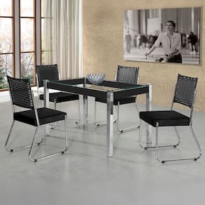 Mesa de Jantar Aço Nobre Cláudia com Tampo Kanon e 4 Cadeiras