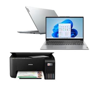 Notebook Lenovo 15.6" IdeaPad 1i Intel Core i5 8GB RAM 512GB SSD Windows 11 82VY000QBR + Multifuncional Tanque de Tinta Epson EcoTank L3250 Wireless