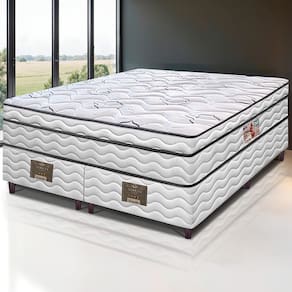 Cama Box Queen Size Bipartida Cama inBox Moderne Ortopédico com Camada Especial de Espuma D45 63x158x198cm - Branco/Grafite