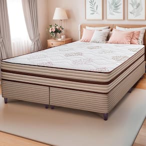 Cama Box Queen Size Bipartida Cama InBox Livity com Molas Ensacadas e Espuma D26 24x158x198cm – Bege