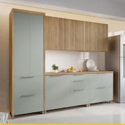 Cozinha Completa Nesher Paris 5 Peças 270cm MDF 15mm Verde e Nature