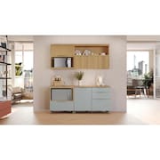 Cozinha Completa Nesher Marquesa e Rainha MDF 15mm Pintura UV Armários e Balcões Nature/Verde 