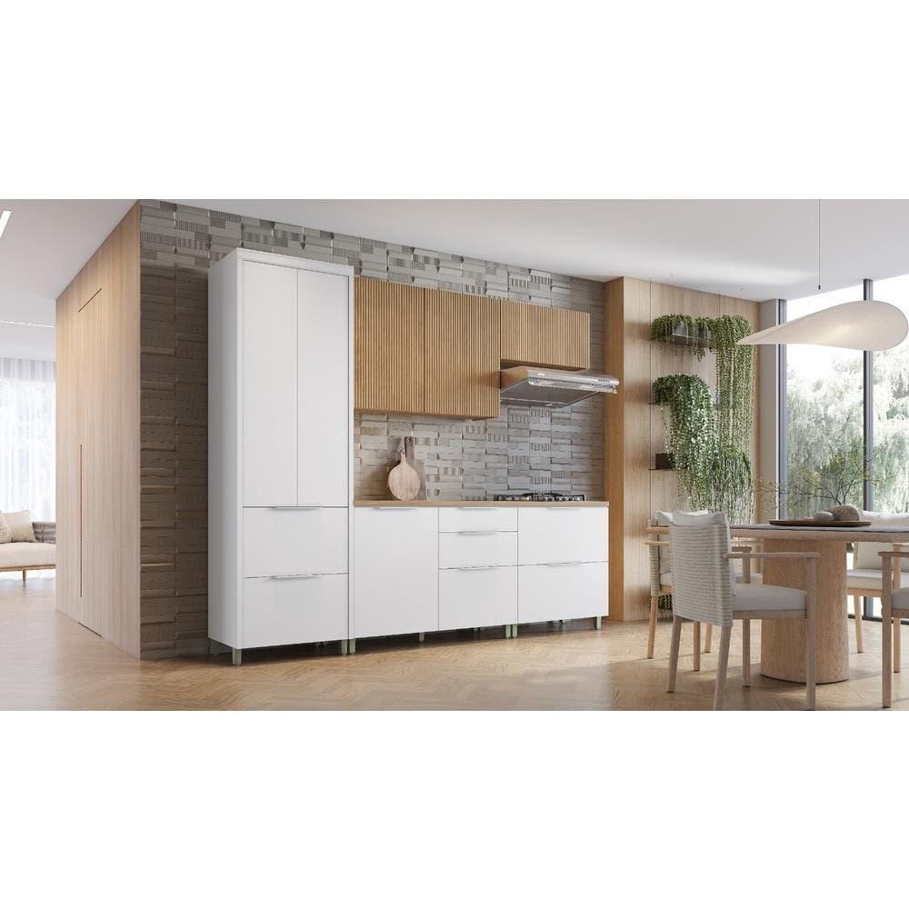 Cozinha Completa Nesher Marquesa MDF 15mm Pintura UV 5 Peças Nature/Branco