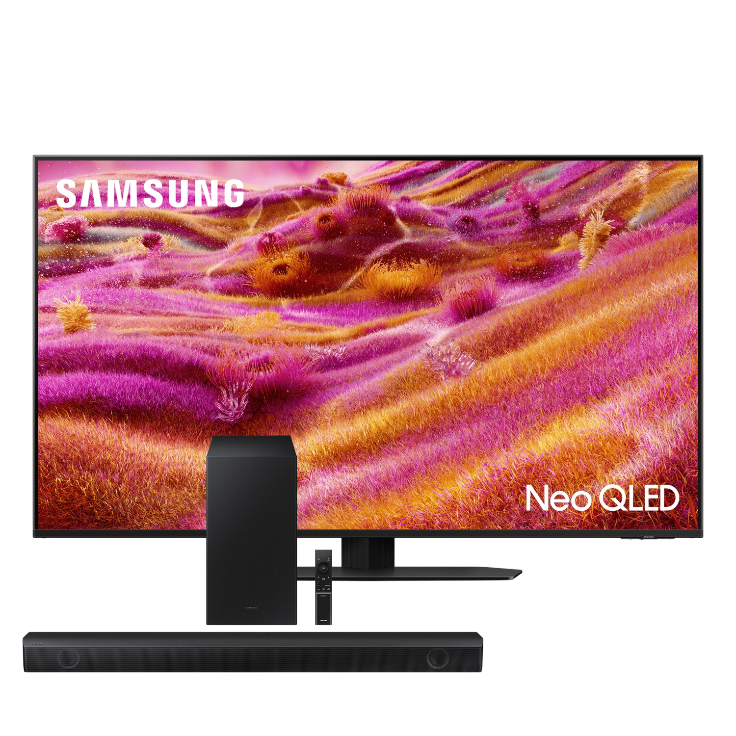Conjunto Smart TV 43” 4K Samsung Neo QLED QN43QN90FAGXZD 120Hz Quantum Mini LED + Soundbar Samsung HW-B430 410W Bluetooth 2.1 Dolby