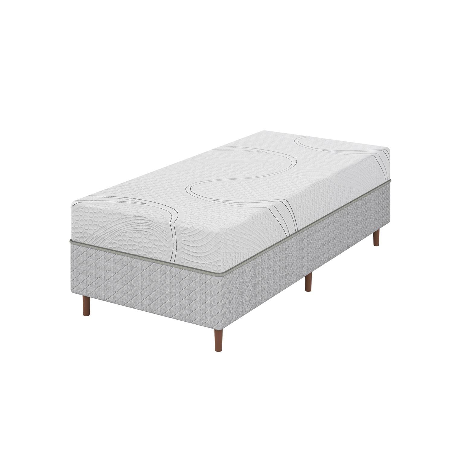 Colchão Bartira Viena Solteiro + Cama Box Solteiro Umaflex Loreto Cinza