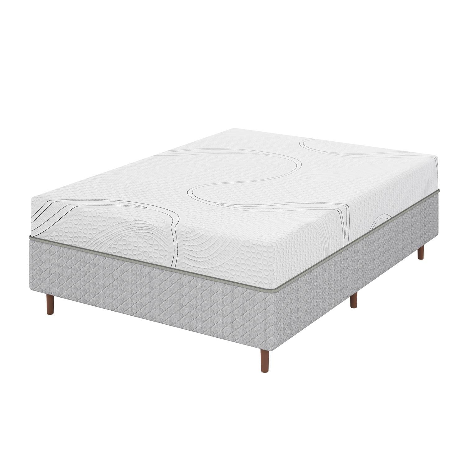 Colchão Bartira Viena Casal + Cama Box Casal Umaflex Loreto Cinza