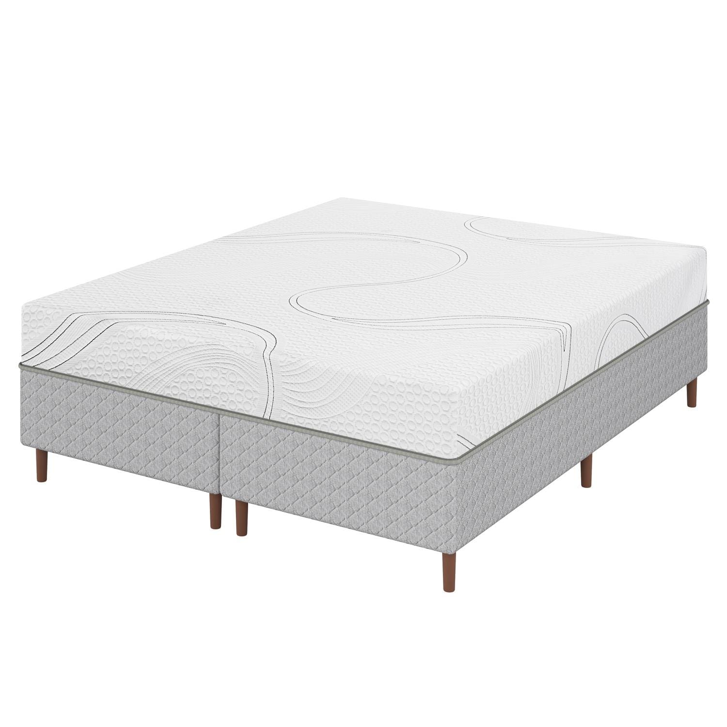 Colchão Bartira Viena Queen Size + Cama Box Queen Bipartida Umaflex Loreto Cinza