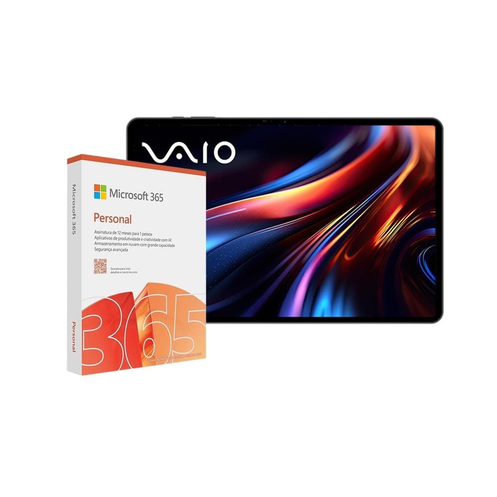 Tablet VAIO TL12 12.6” Android 15 256GB Octa-Core Wi-fi 5G 13MP Teclado Inteligente VAIO PEN Preto + Microsoft 365 Personal