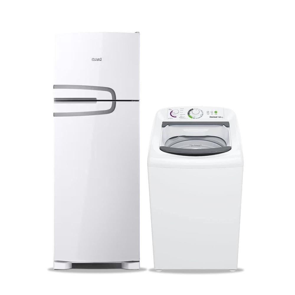 Conjunto Essencial Consul Geladeira CRM39AB Frost Free 340L + Lavadora CWH12BB 12kg Branco