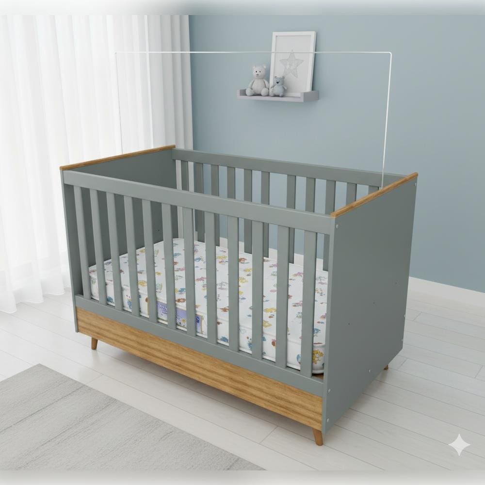 Berço 2 em 1 Bartira Ternura Plus com Colchão Herval Baby Encanto