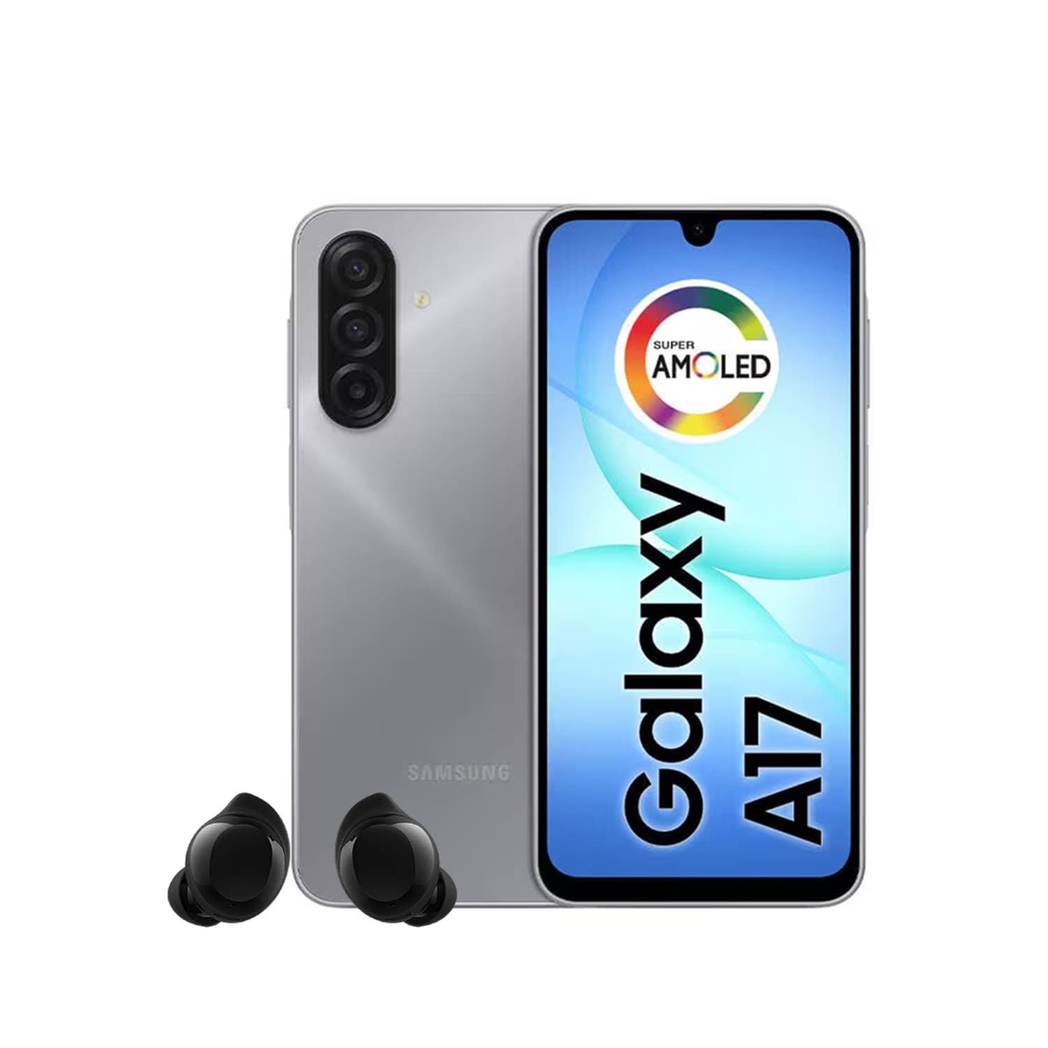 Smartphone Samsung Galaxy A17 4G Tela 6.7” 256GB Câmera Tripla 50MP Cinza + Galaxy Buds Core Bluetooth Preto