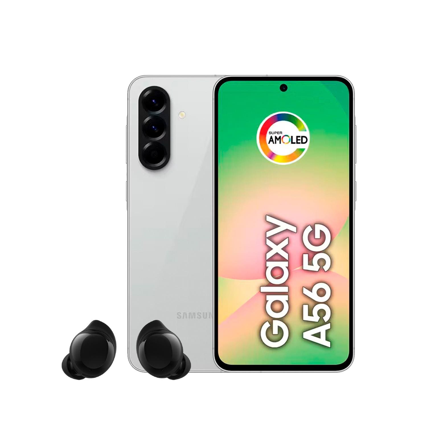 Smartphone Samsung Galaxy A56 5G Tela 6.7” 128GB Câmera Tripla 50MP Cinza + Galaxy Buds Core Preto