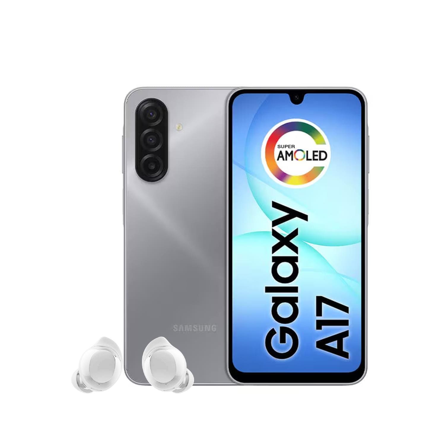Smartphone Samsung Galaxy A17 4G Tela 6.7” 128GB Câmera Tripla 50MP Cinza + Galaxy Buds Core Bluetooth Branco