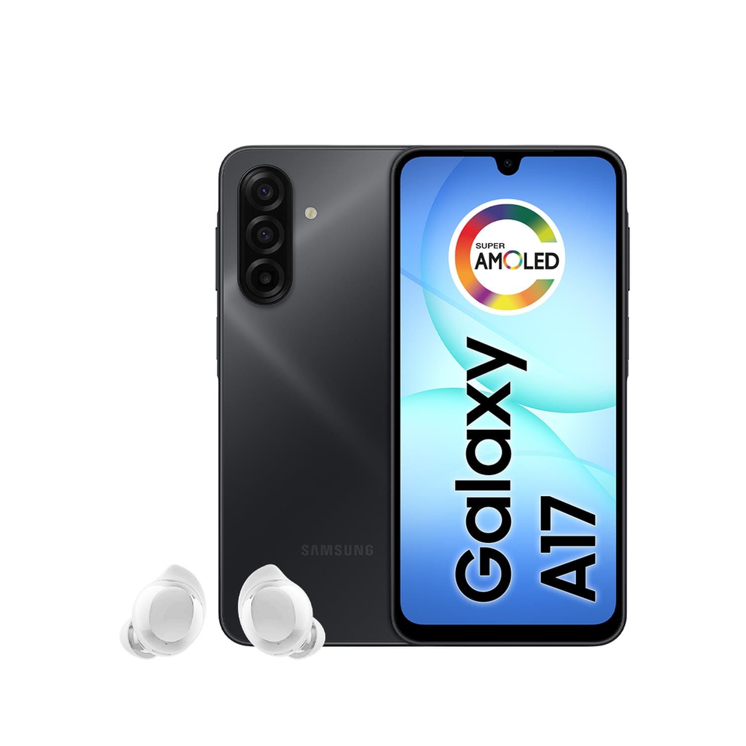 Smartphone Samsung Galaxy A17 4G Tela 6.7” 128GB Câmera Tripla 50MP Preto + Galaxy Buds Core Bluetooth Branco