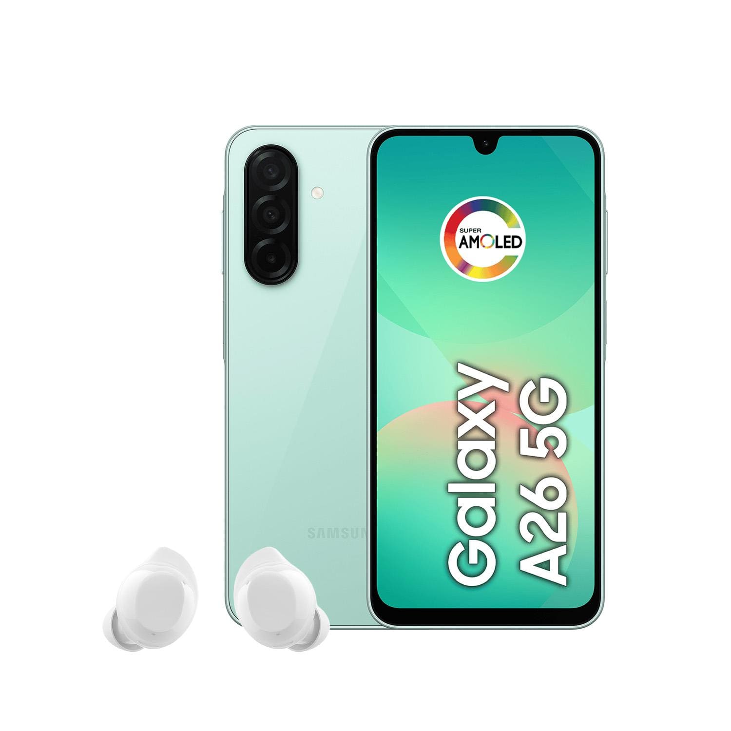 Smartphone Samsung Galaxy A26 5G Tela 6.7” 256GB Câmera Tripla 50MP Verde + Galaxy Buds Core Branco