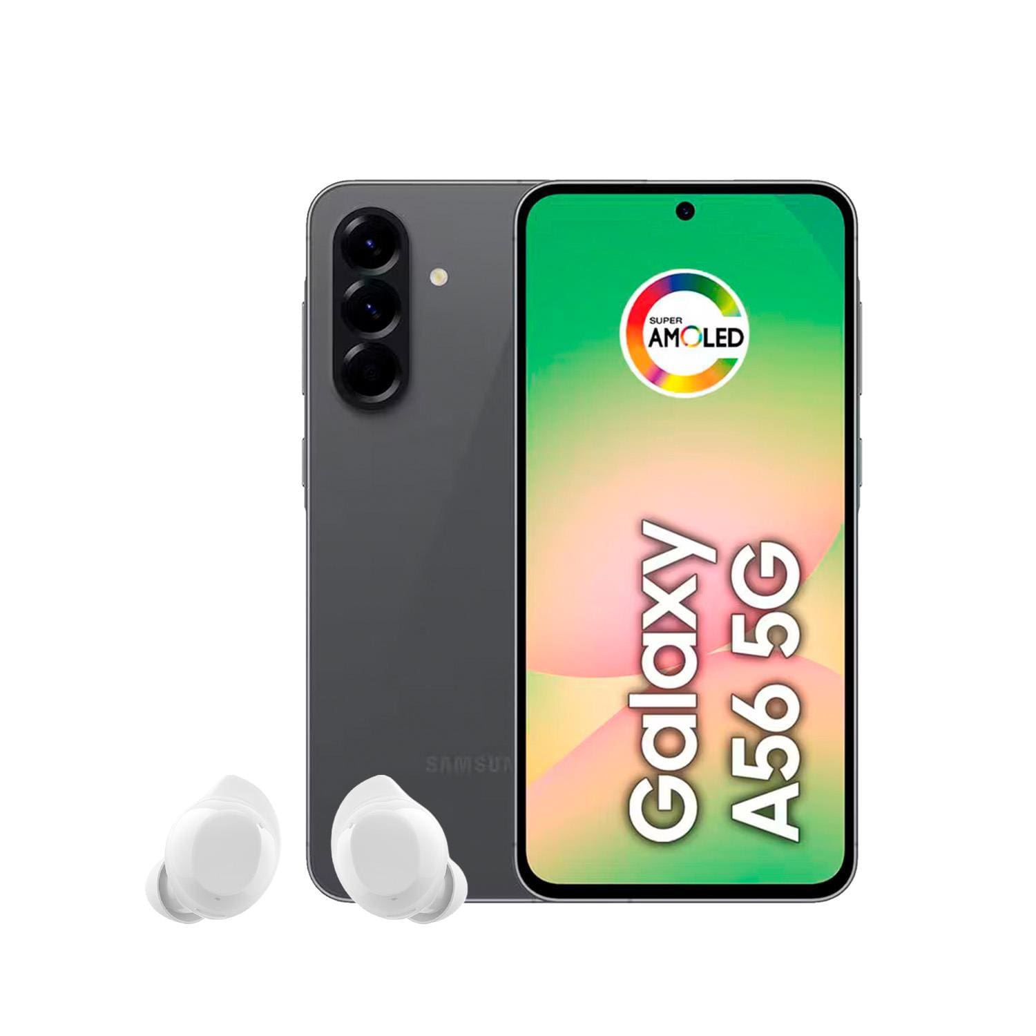 Smartphone Samsung Galaxy A56 5G Tela 6.7” 128GB Câmera Tripla 50MP Preto + Galaxy Buds Core Branco