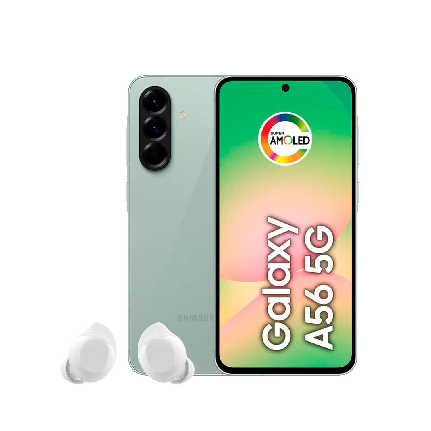 Smartphone Samsung Galaxy A56 5G Tela 6.7” 256GB Câmera Tripla 50MP Verde + Galaxy Buds Core Branco