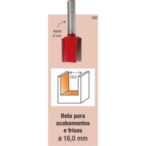 Fresa Tupia Paralela 16mm Haste 6mm