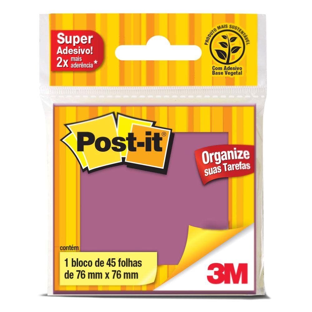 Bloco Adesivo Post-it Roxo c/ 45 Folhas 76 x 76 mm - 3M