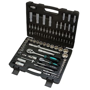 Kit Chave Catraca Soquetes 1/2 e 1/4 Aço CR-V 94 Peças 1358099 Stels