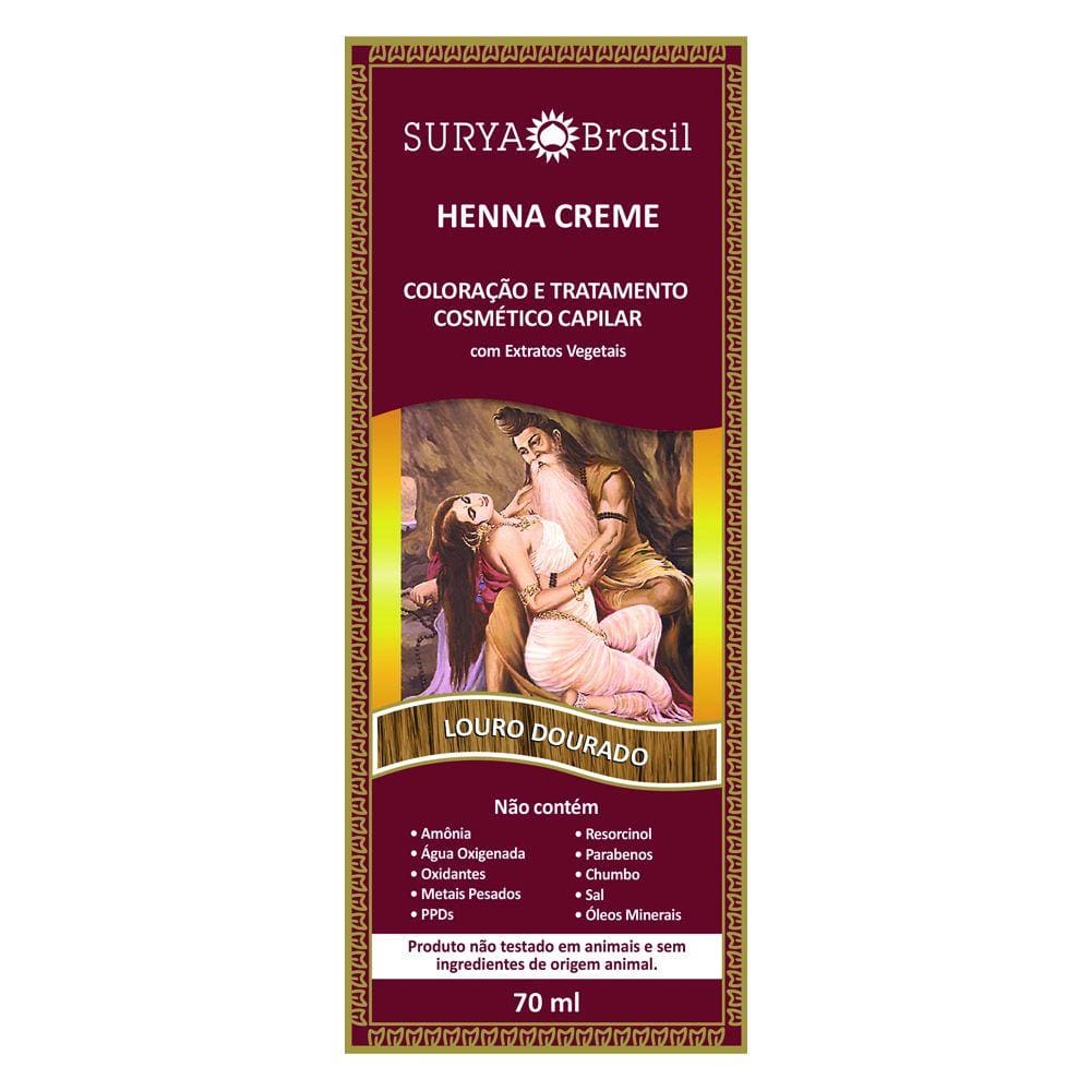 Tintura Creme Henna Surya Louro Dourado 70ml