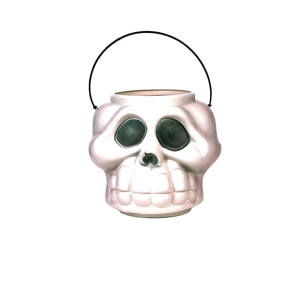 Balde Para Doces Halloween Cabeça De Esqueleto Branco 970/70 Único