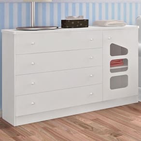 Cômoda Eloisa Phoenix Baby 4 Gavetas 1 Porta, Branca