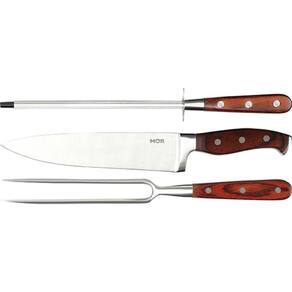 Conjunto para Churrasco - Faca, Garfo e Chiara Aço Inox - Mor
