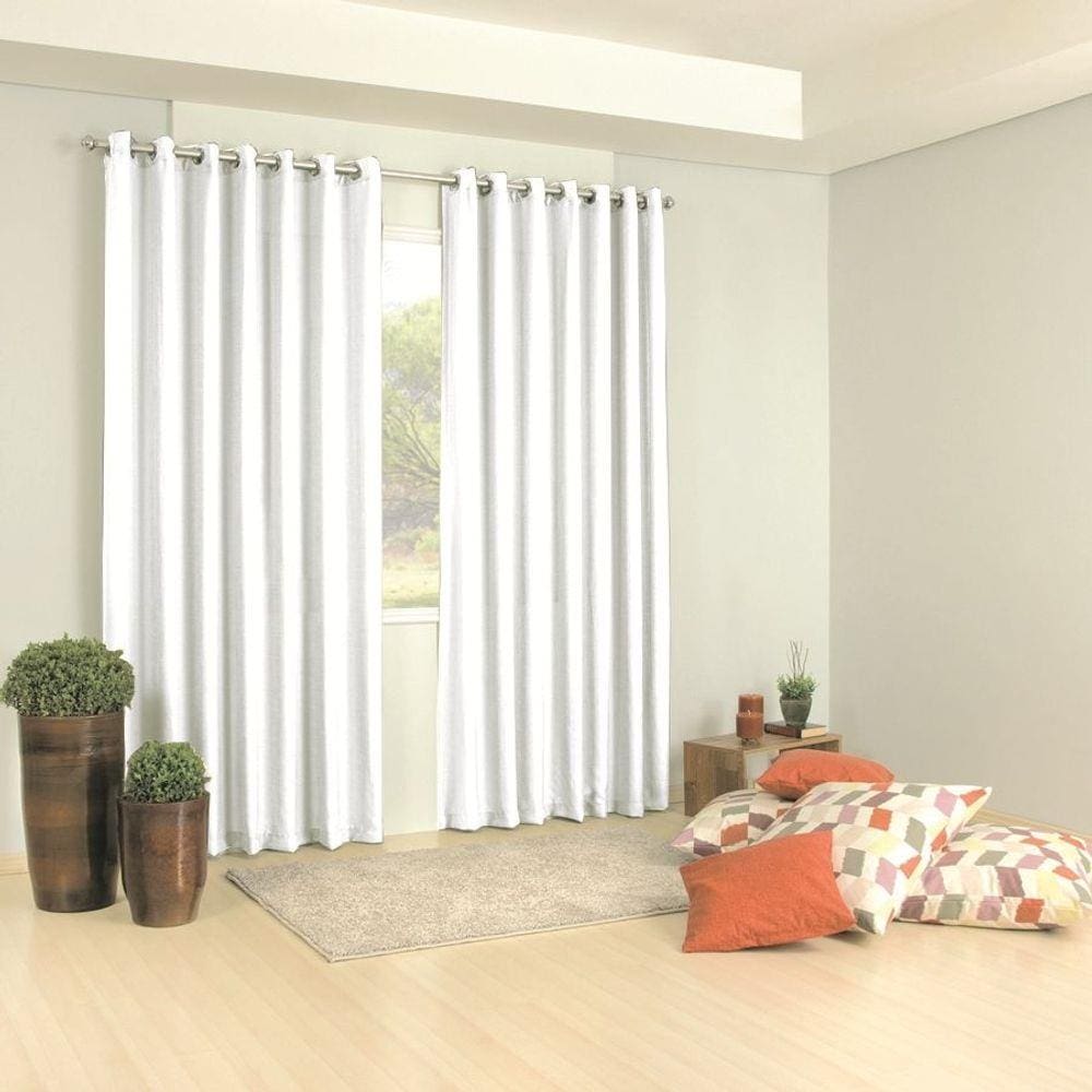 Cortina Para Sala/Quarto Barcelona 400x250 c/ Ilhóses Branco