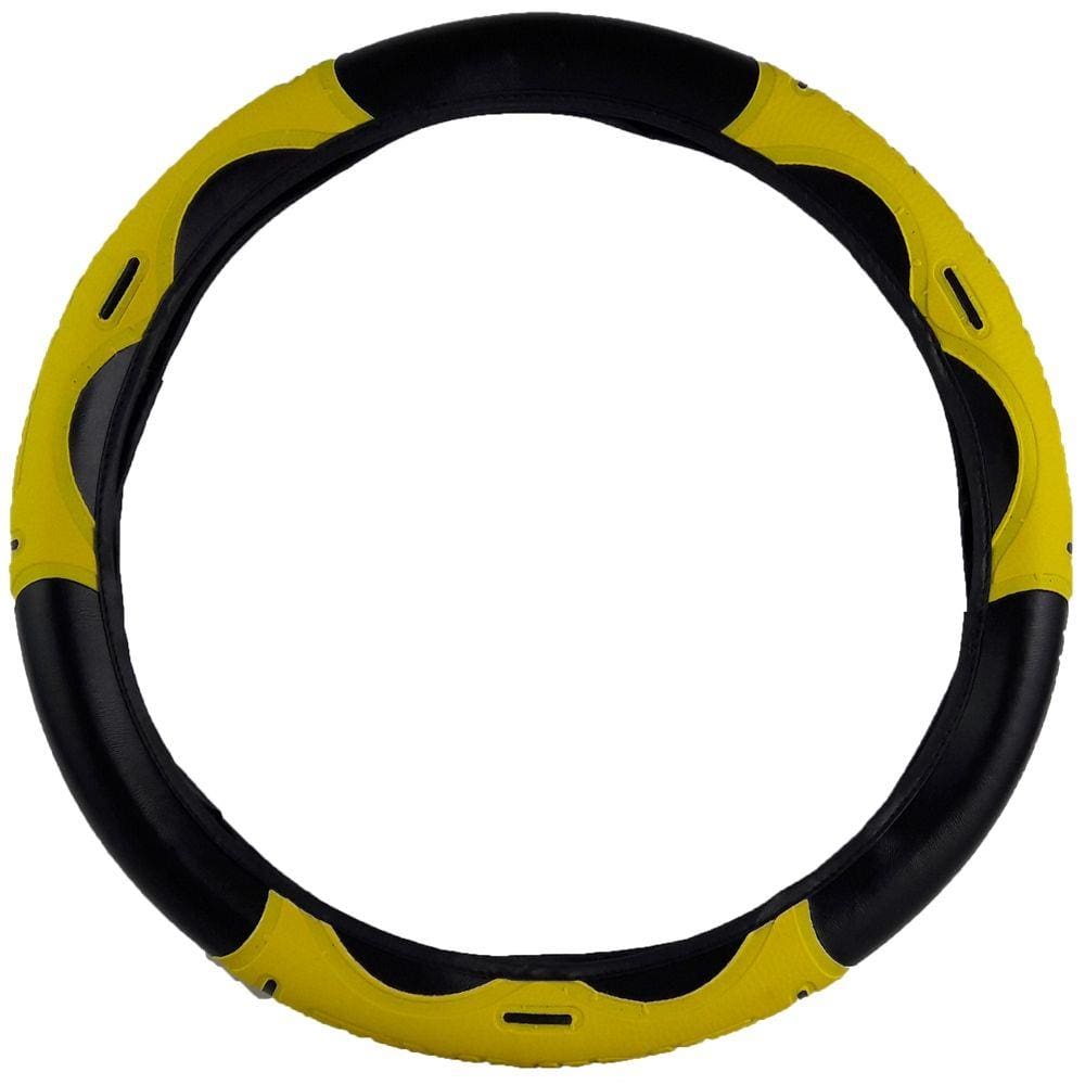 Capa para Volante na Cor Preto com Amarelo Tuning Tamanho 38cm