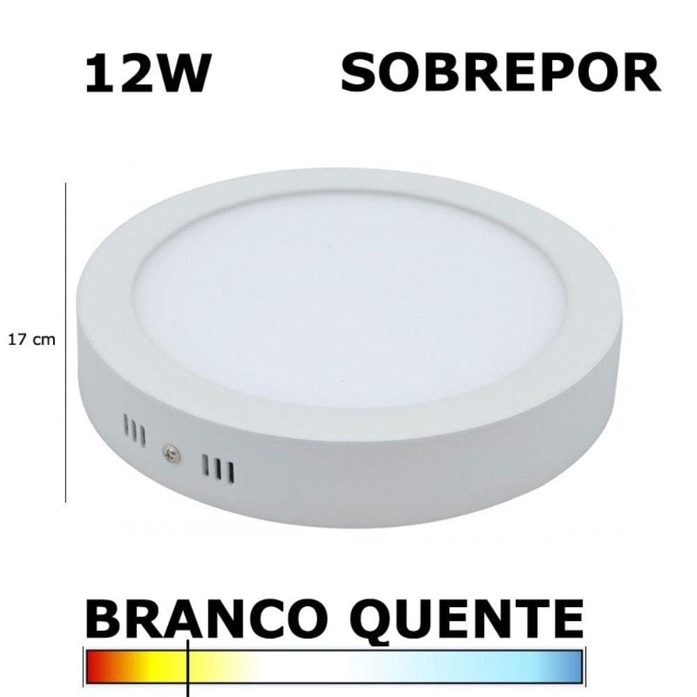 Painel Plafon Led 12W 17Cm Sobrepor Redondo 3000K Evoled