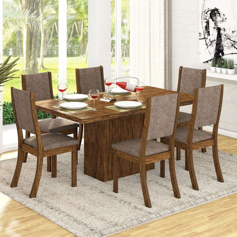 Conjunto Sala de Jantar 6 Cadeiras Kate Siena Moveis