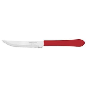 Faca Para Churrasco Em Aço Inox Cabo Vermelho - Leme - Tramontina