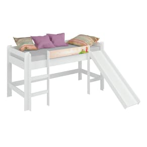 Cama Infantil Elevada Completa Móveis Bb 880 Escorregador Branca/Rosa