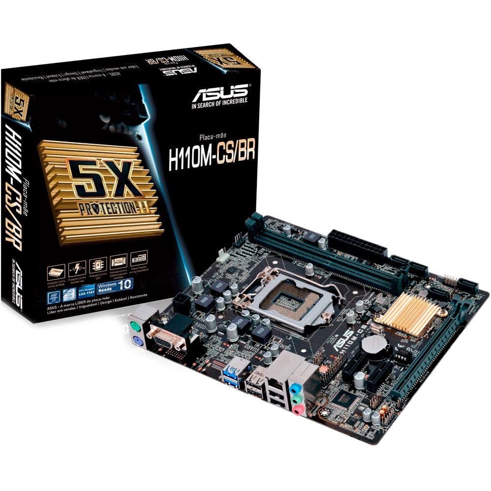 Placa Mãe Asus H110M-CS/BR 1151 2x DDR4 2133Mhz / 2x USB 3.0 / VGA