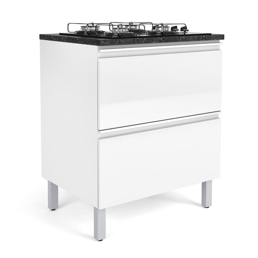 Balcão 2 Portas Horizontais para Cooktop 4 Bocas 70cm sem Tampo Belíssima Plus Itatiaia IGH2-70 Branco/Branco Cetin