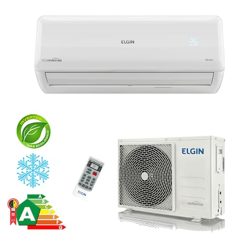 Ar Condicionado Split Eco Inverter R-410A Classe A Elgin 9.000 BTUs Frio 220V 45HVFE09B2IA