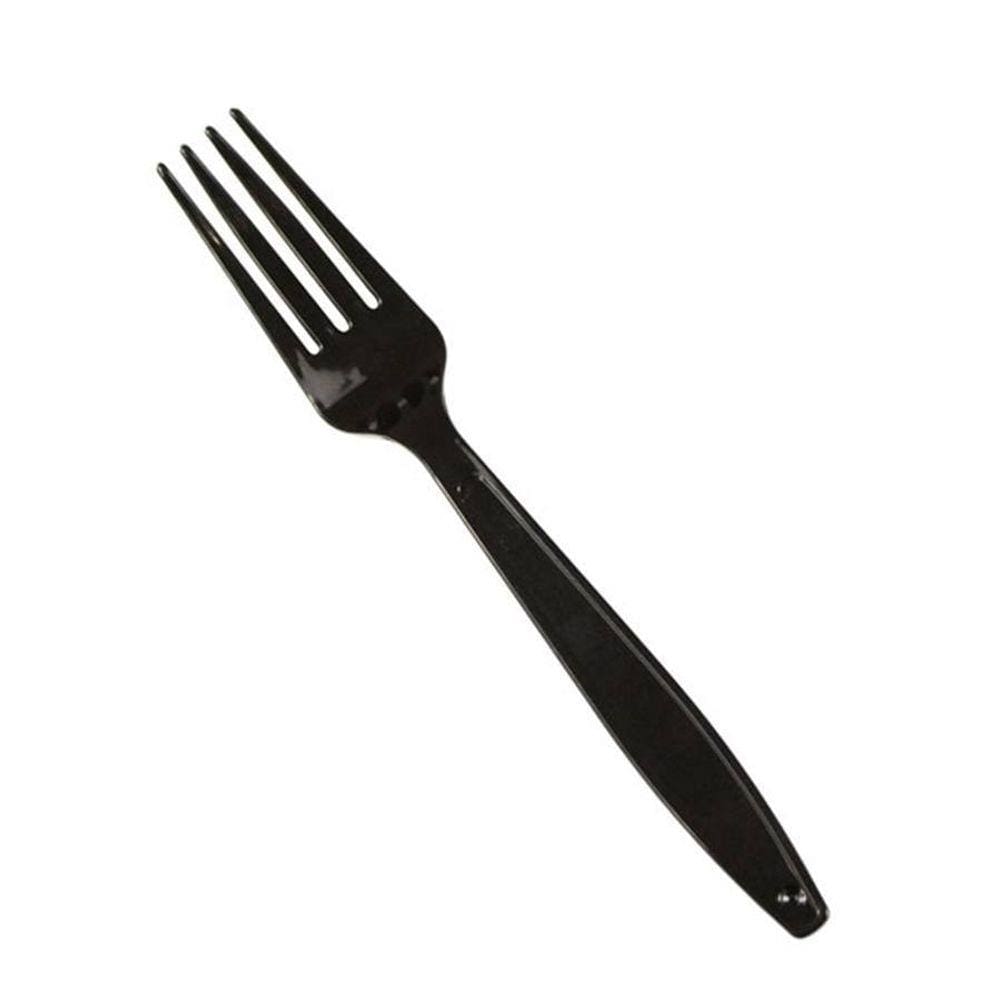 Garfo De Plástico Para Refeição Preto 50 Unidades Plástilânia