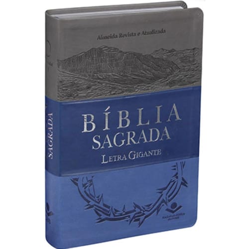 imagem-Bíblia RA Com Índice e Letra Gigante - Luxo Cinza, Azul Claro e Escuro