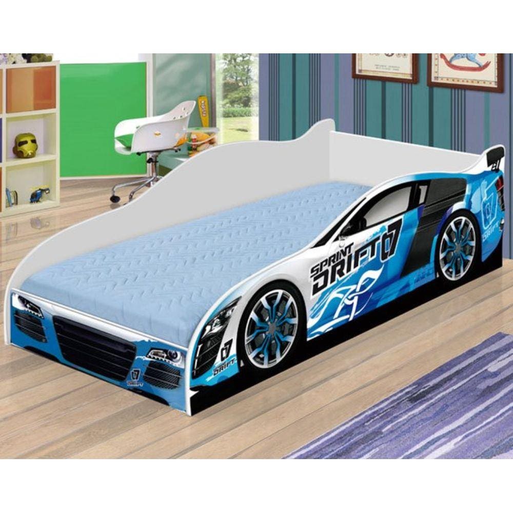 Cama Carro De Corrida Infantil Azul