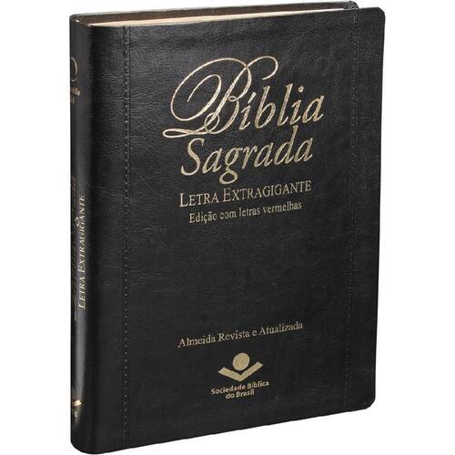 Bíblia Sagrada Letra Gigante com índice e zíper - Couro sintético Preto:  Almeida Revista e Atualizada (ARA)