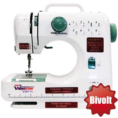 imagem-Máquina de Costura Portátil, Bivolt com 12 Pontos - Reta e Zig Zag