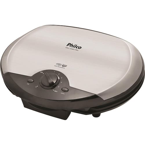 imagem-Sanduicheira Grill Philco Jumbo Steel com Controle de Temperatura - Cinza/Preto - 220v