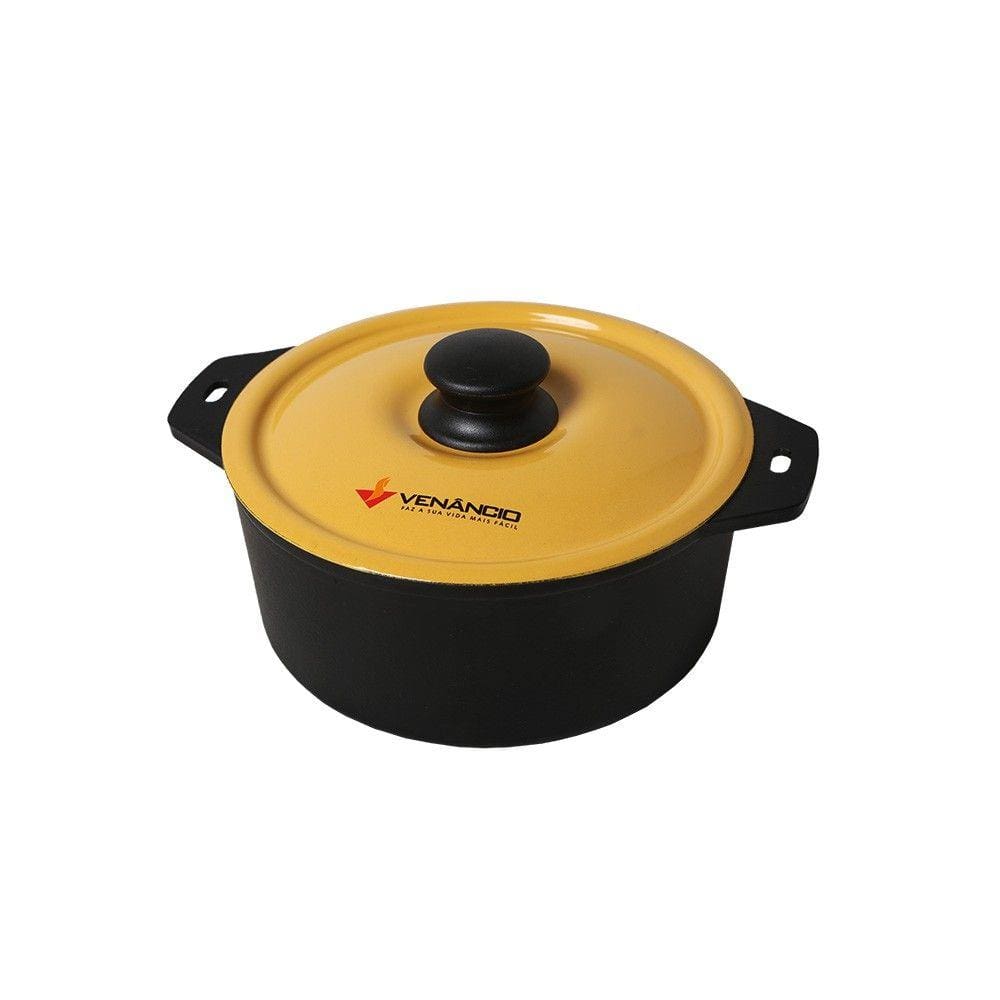 Panela de Ferro Fundido 4,5 Litros c/ Tampa Esmaltada Amarela - Venâncio - PFV240TAM