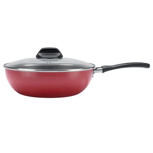 imagem-Wok com Tampa Brinox Garlic Vermelho Antiaderente - 24cm