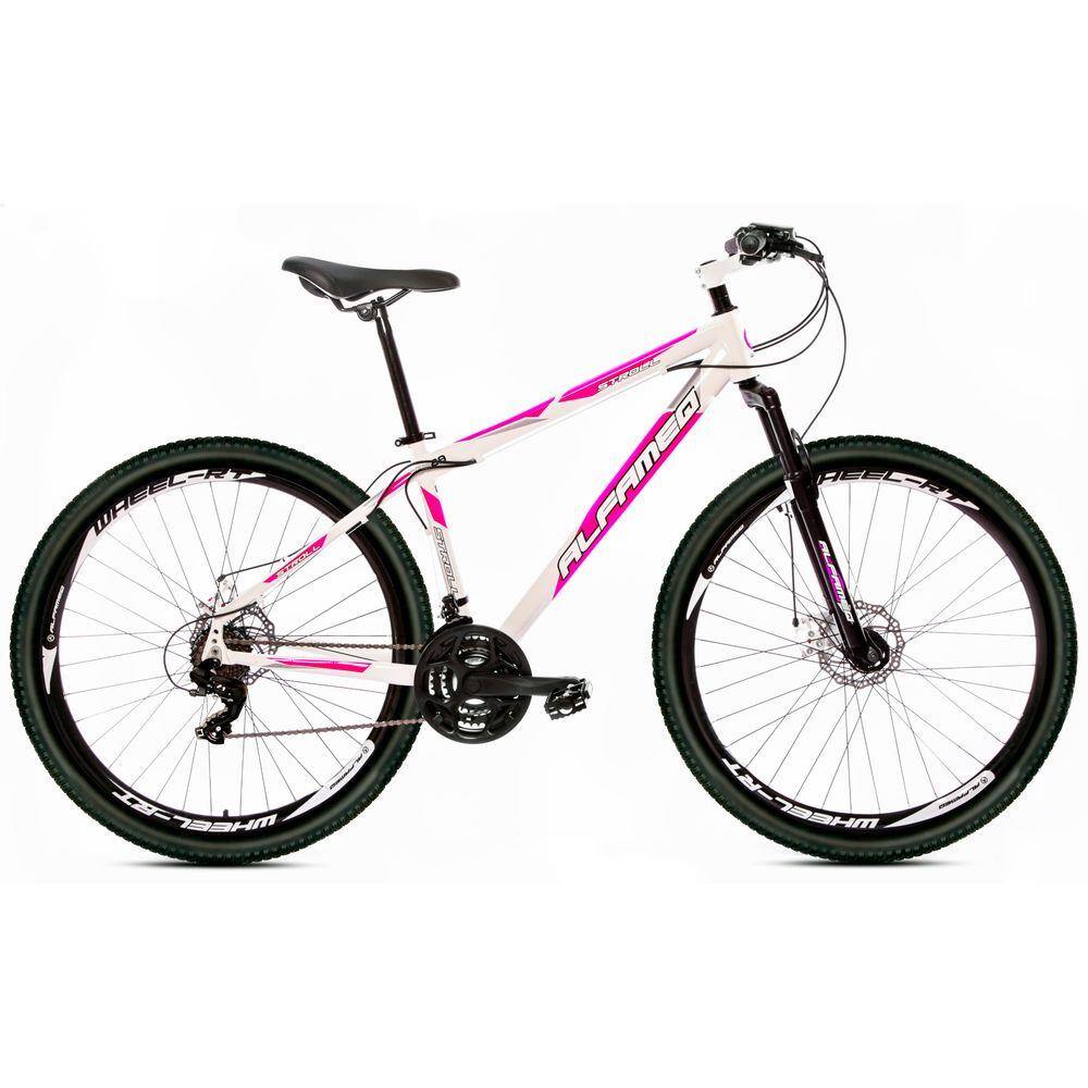 Bicicleta Alfameq Stroll Aro 29 Freio a Disco 24 marchas Branca com Rosa  Quadro 19 | Casas Bahia